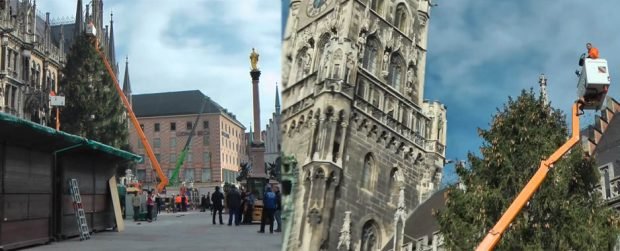 Monaco: Christkindlmarkt: Preparativi a Marienplatz
